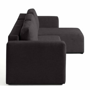 Canopy - canapé d'angle réversible - 4 places - convertible avec coffre - en tissu texturé - Gris foncé