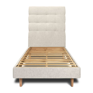 Lit avec tête de lit capitonnée tissu et sommier kit Ep14