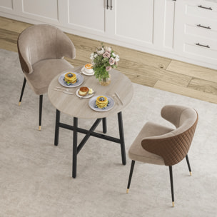 Table ronde dia. 80 cm style industriel piètement acier noir plateau aspect bois clair