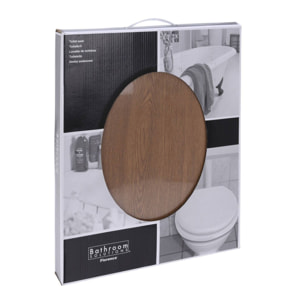 Well home asiento de inodoro mdf con tapa y bisagras de acero inoxidable color madera 37,5x5,5x45cm