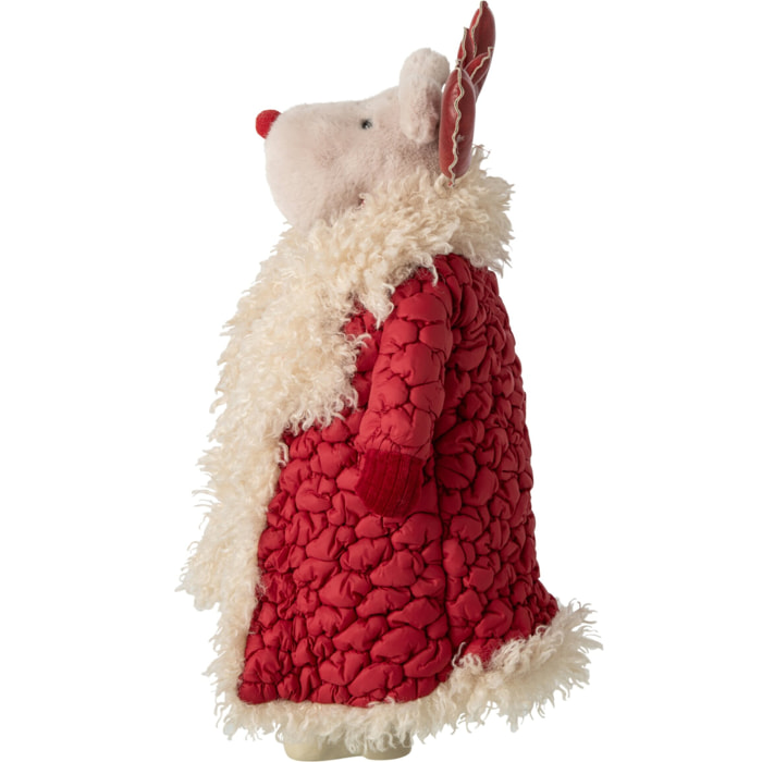 J-Line Élan manteau - polyester - rouge Noël/beige