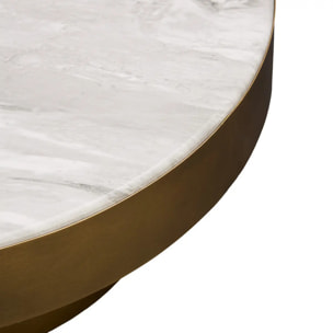 Table basse Graphite ronde D.80cm doré