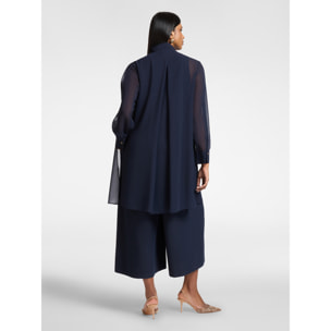 Elena Mirò - Camicia lunga in georgette - Blu