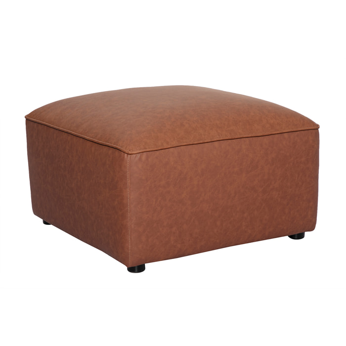Pouf repose pieds en cuir marron FERGUS