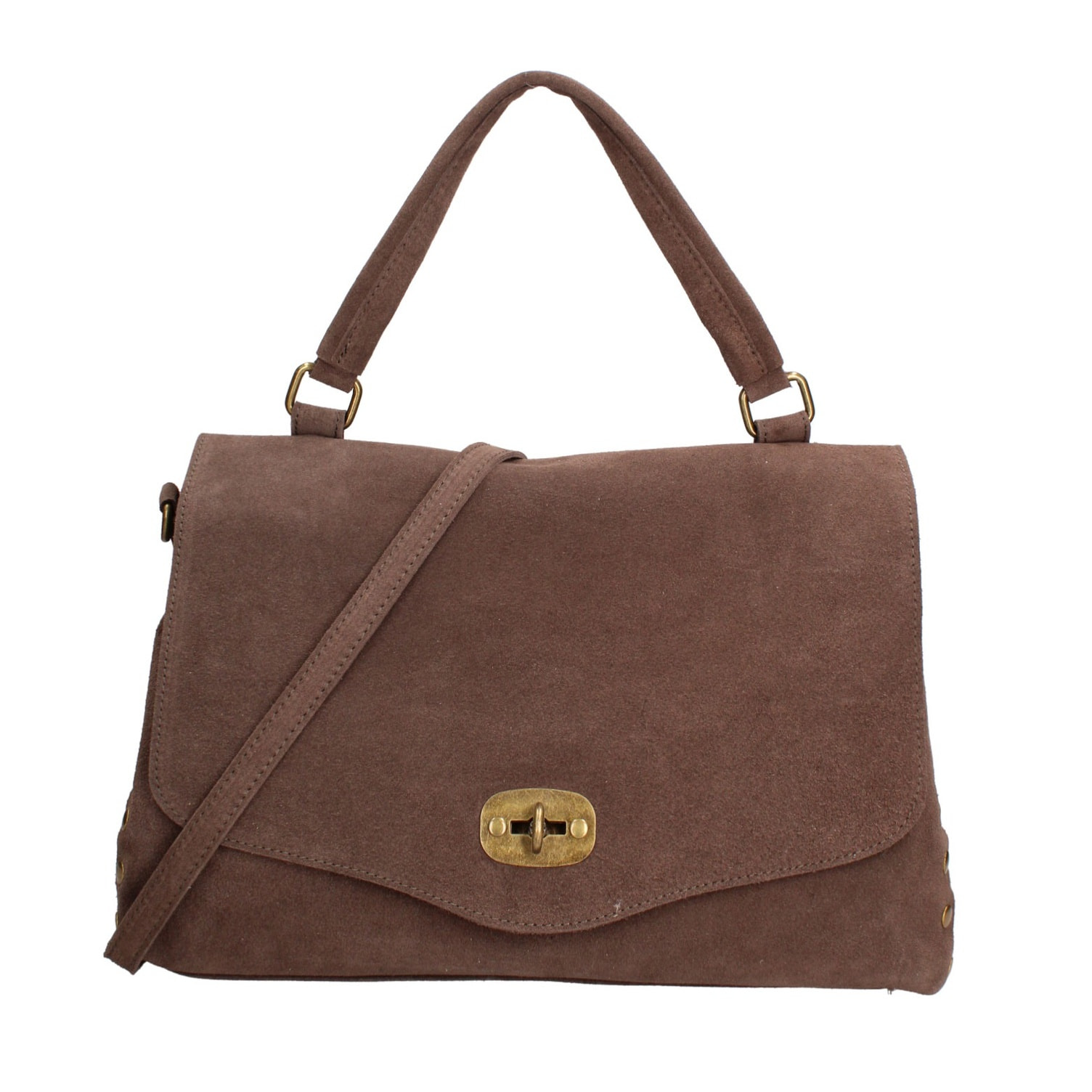 Borsa a mano da donna Made in Italy - Modello Zelia Elite - Pelle scamosciata - 37.0 x 22.0 x 15.0 cm