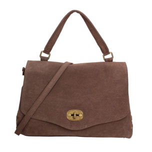 Borsa a mano da donna Made in Italy - Modello Zelia Elite - Pelle scamosciata - 37.0 x 22.0 x 15.0 cm