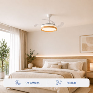 Ventilador de Techo con Luz LED y 4 Aspas Retráctiles Woteez InnovaGoods Madera 72 W Ø49-104 cm