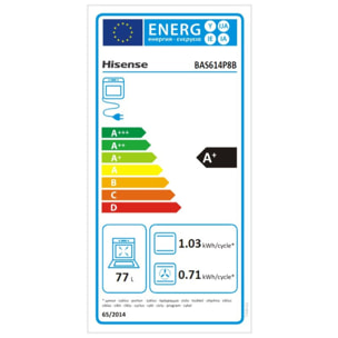 Four encastrable HISENSE BAS614P8B - Catalyse, Air Fry, Ajout Vapeur Steam Add, Grand Volume 77L