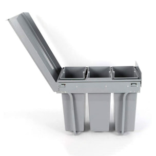 Contenedor de reciclaje para mueble de cocina, cubos de basura bajo fregadero, fijación inferior y extracción manual, cubos extraíbles, con tapa