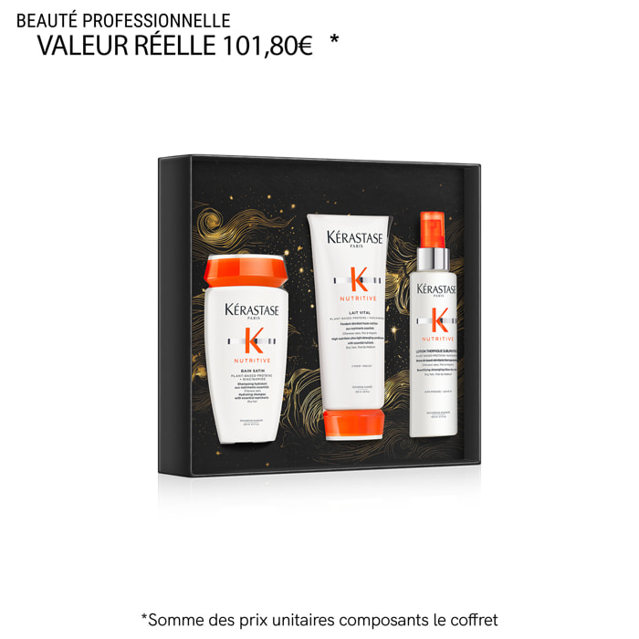 Nutritive - Coffret routine shampoing, soin et lait pour cheveux secs à très secs