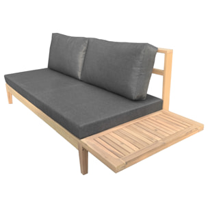 Salon de jardin en acacia 4 places PANGKOR - coussins gris
