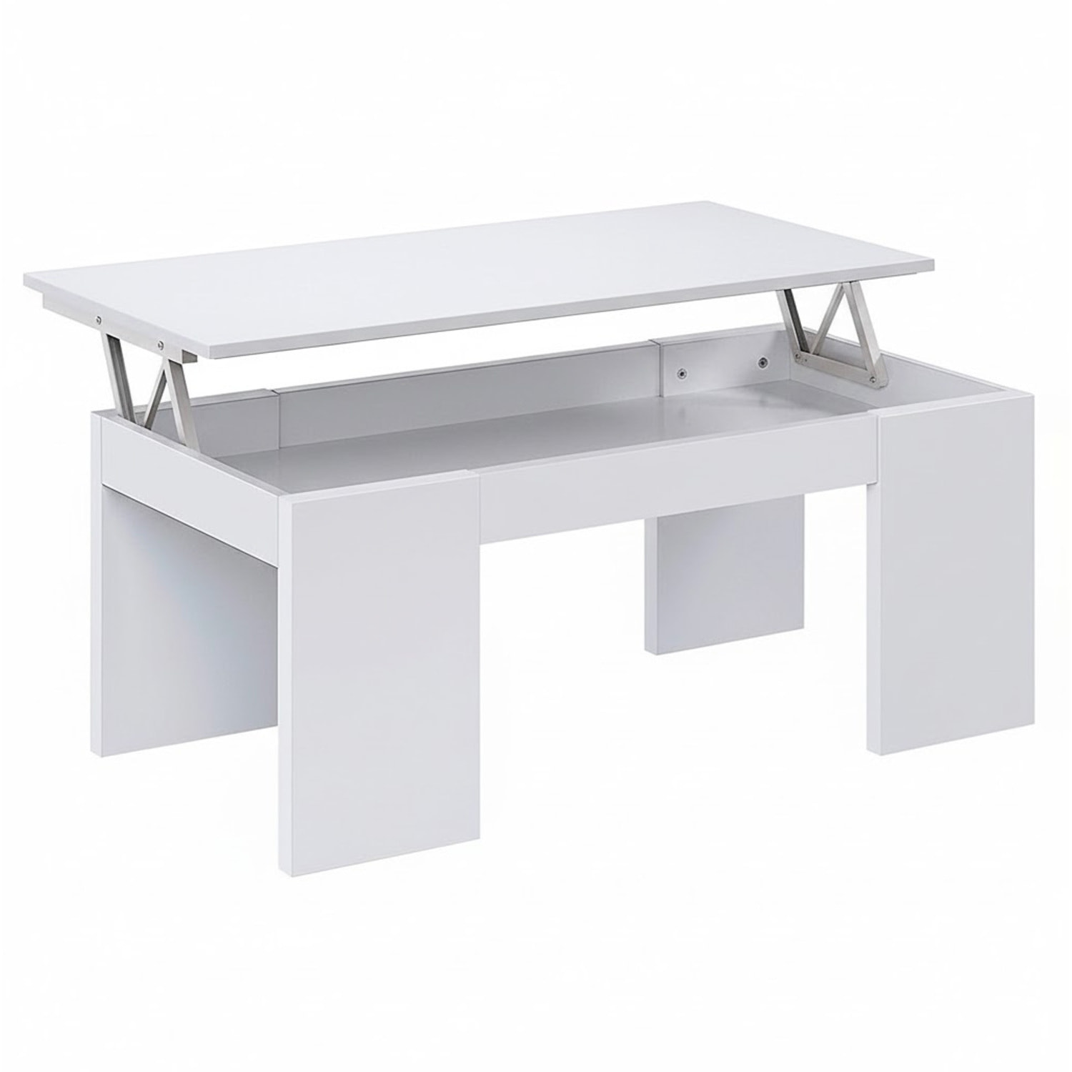 Tavolino Da Caffè Sollevabile Tavolo Da Salotto Rialzabile Salvaspazio Per Mangiare O Lavorare Dal Divano Con Piano Rialzabile 100 x 50 x 42 Cm Bianco