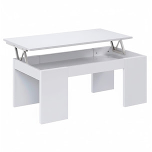 Tavolino Da Caffè Sollevabile Tavolo Da Salotto Rialzabile Salvaspazio Per Mangiare O Lavorare Dal Divano Con Piano Rialzabile 100 x 50 x 42 Cm Bianco