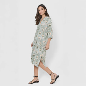 Vestido midi bambula detalles plisados simila verclaro