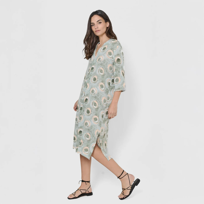 Vestido midi bambula detalles plisados simila verclaro