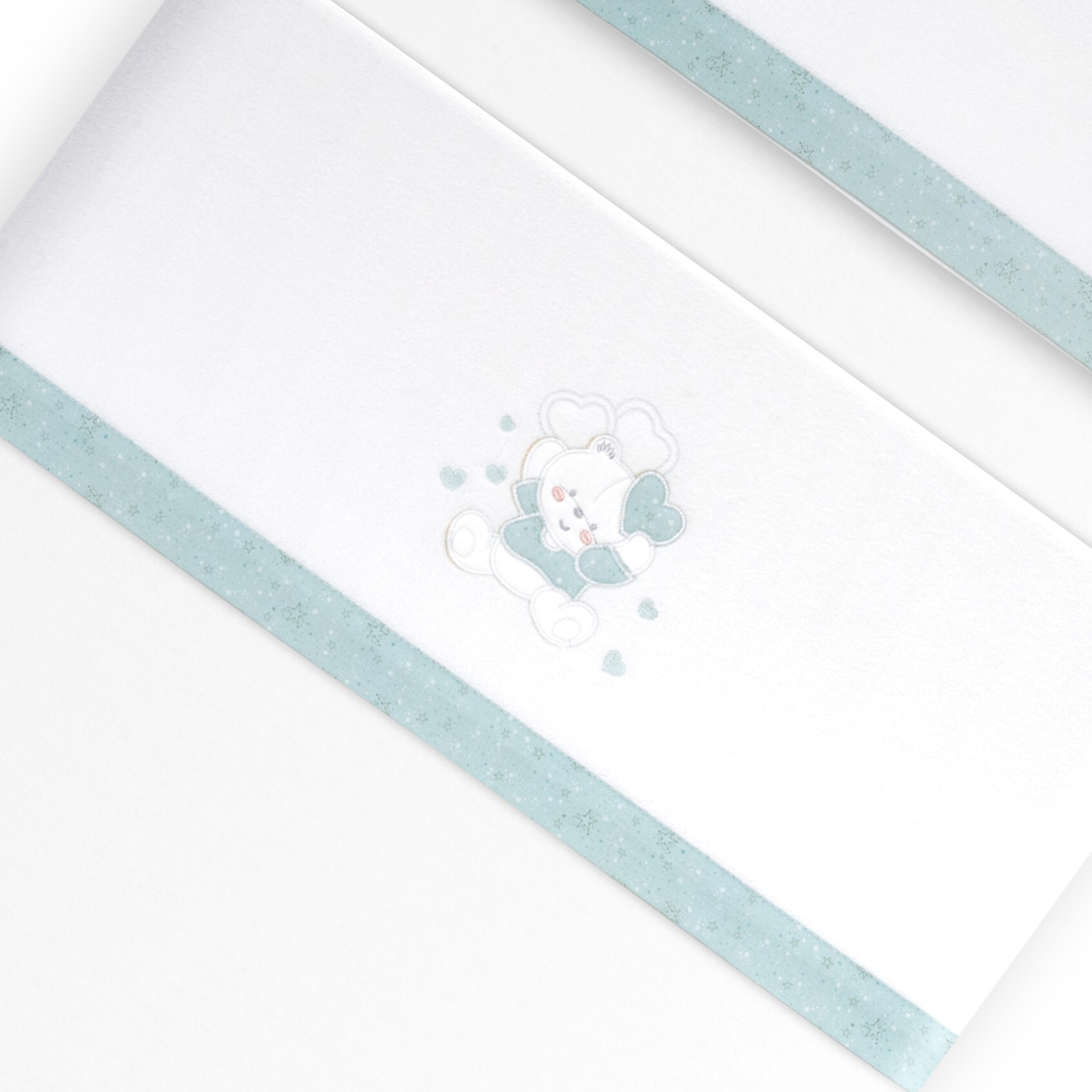 Triptico Minicuna Coralina D. Algodon Oso Corazones Bco/Verde