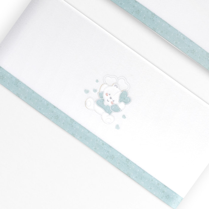 Triptico Minicuna Coralina D. Algodon Oso Corazones Bco/Verde