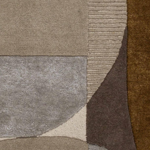 Tapis Salon Géométrique Tufté Main, Laine Noble, YAKA Chaleureux