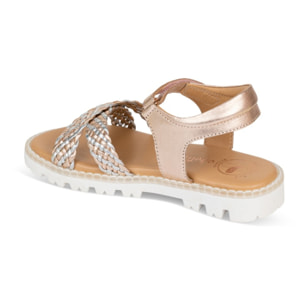 Sandalia Sport Piel Natural. Velcro/Trenza