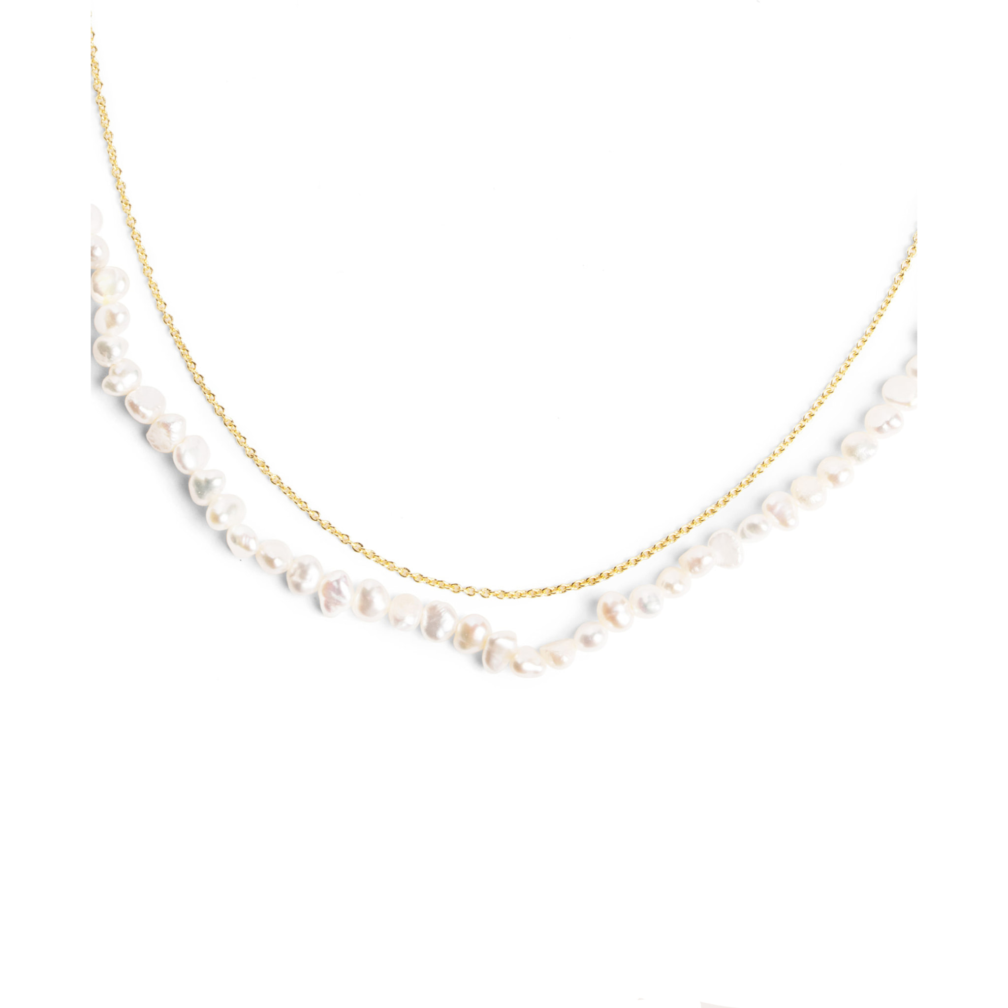 Collana Pearl Chain in Acciaio Placcato Oro