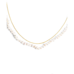 Collana Pearl Chain in Acciaio Placcato Oro