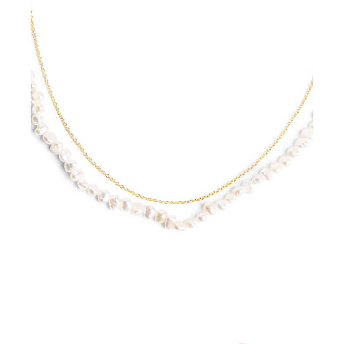 Collana Pearl Chain in Acciaio Placcato Oro
