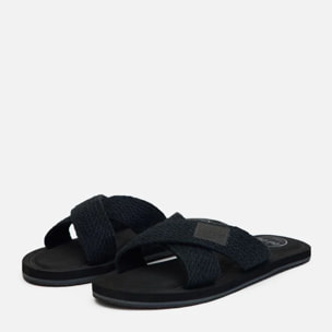 Chancla Pala Rafia y Nailon Negro - Palu