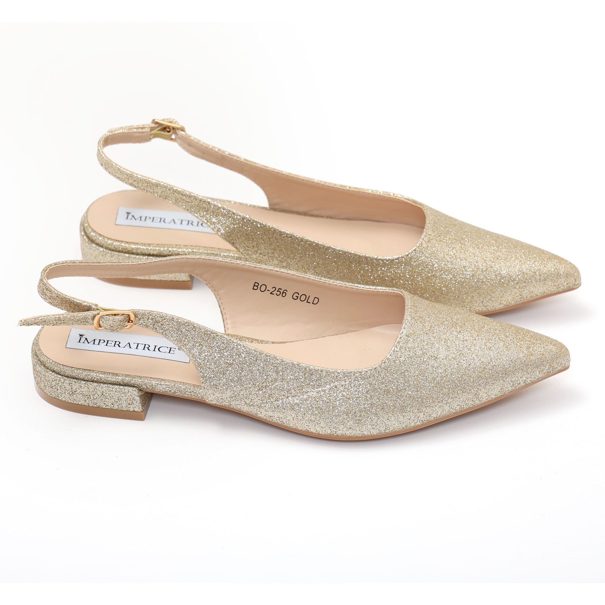 Ballerine slingback in simil pelle brillantinate