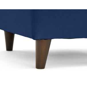 Brooke - pouf en velours pieds en bois - Bleu nuit