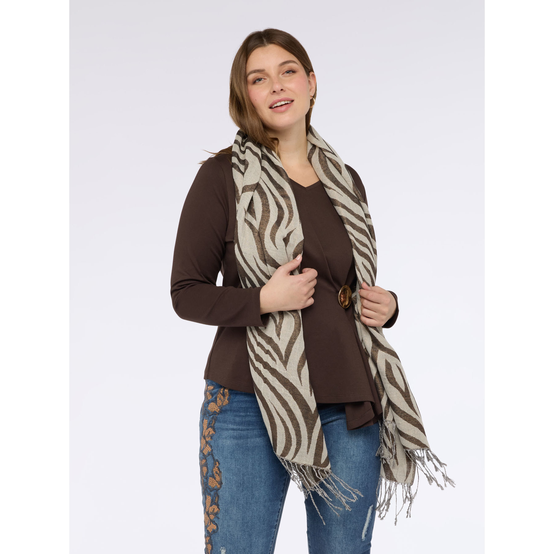 Fiorella Rubino - Foulard stampa animalier - Beige