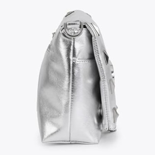 Borsa a tracolla metallizzata con borchie rettangolari