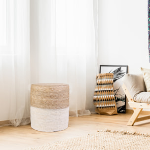 Pouf Tresse Beige - Lot de 2