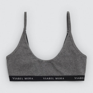 Top giovanile in cotone grigio antracite