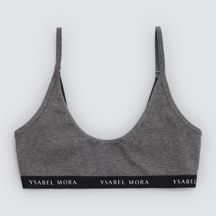 Top giovanile in cotone grigio antracite