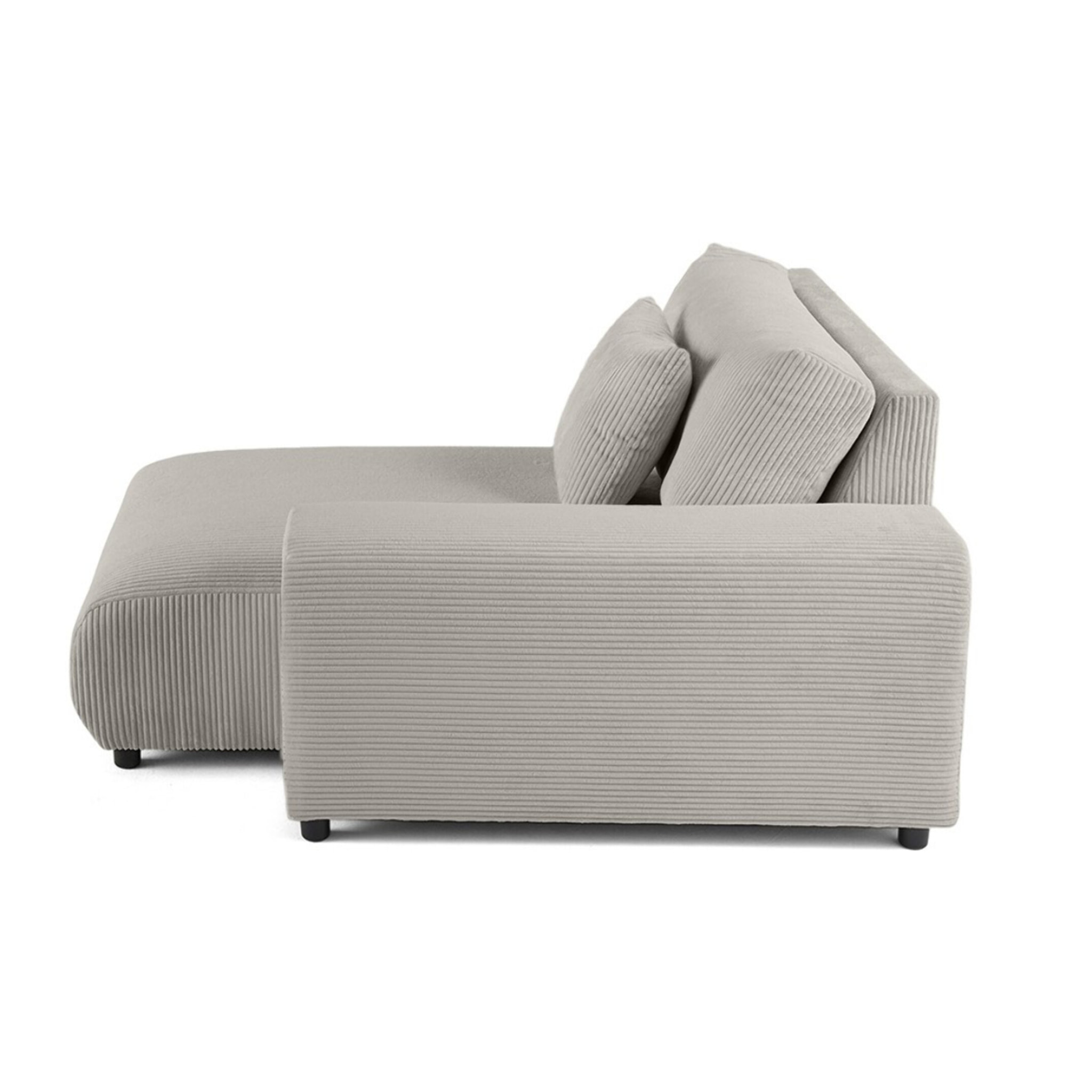 Garance - module d'assise méridienne droit - en velours côtelé - Gris clair