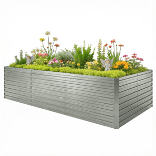Carré potager jardinière dim. 240 x 120 x 60 cm tôle d'acier ondulée argent