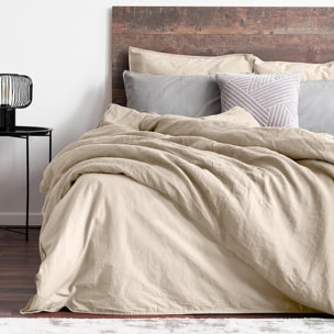 Parure housse de couette 3pcs en lin et coton lavé 57 fils - dune