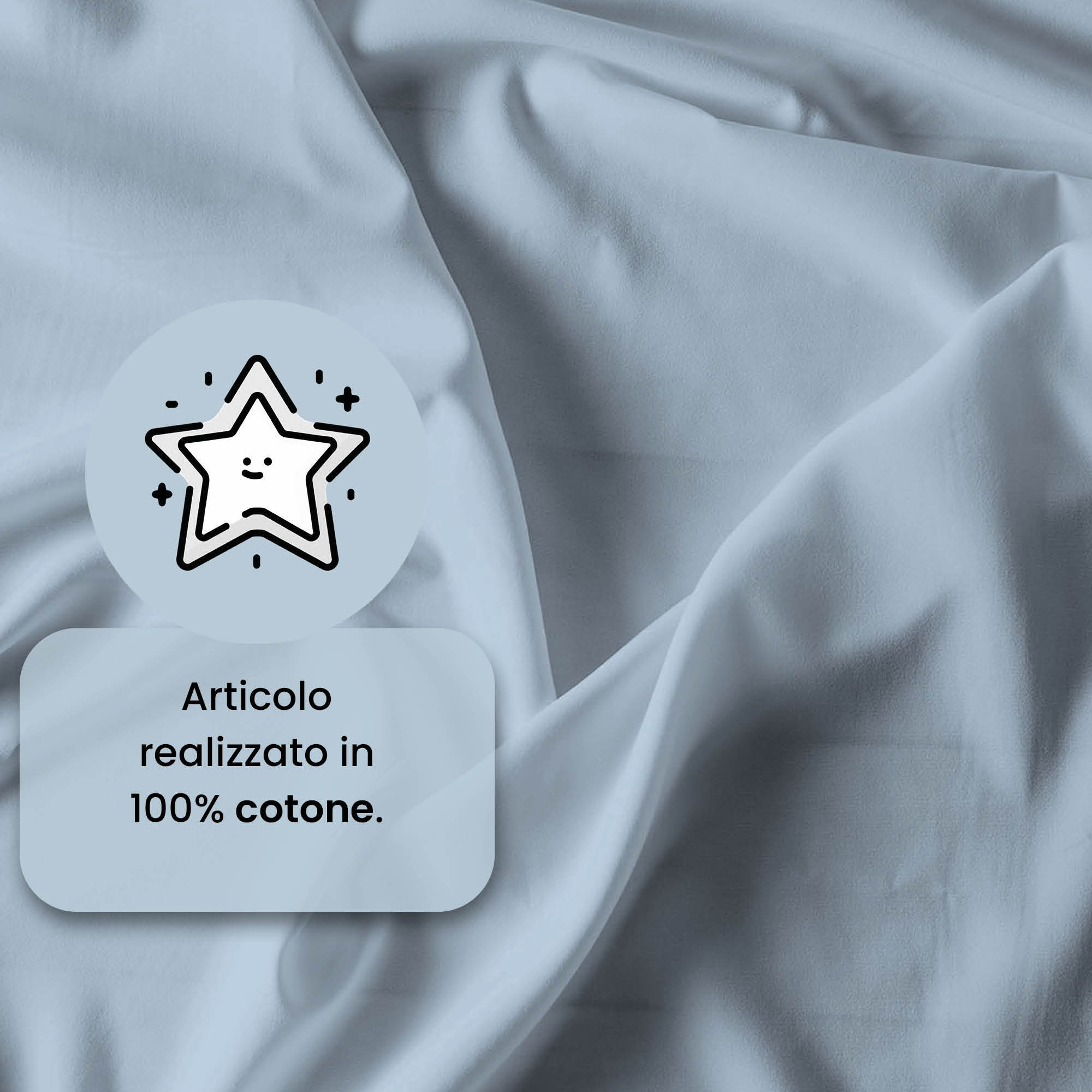 COMPLETO LETTO MAX COLOR, 100% Cotone, Made in Italy - AZZURRO