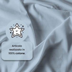 COMPLETO LETTO MAX COLOR, 100% Cotone, Made in Italy - AZZURRO
