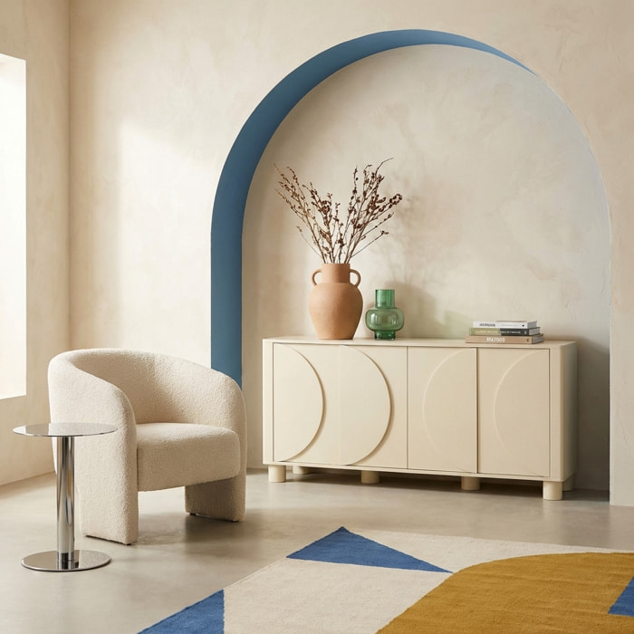 Buffet décor bois 4 portes 155cm PONDI