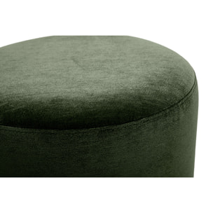 Pouf rond pivotant en tissu effet velours vert kaki et métal D39.5 cm VOLNAY