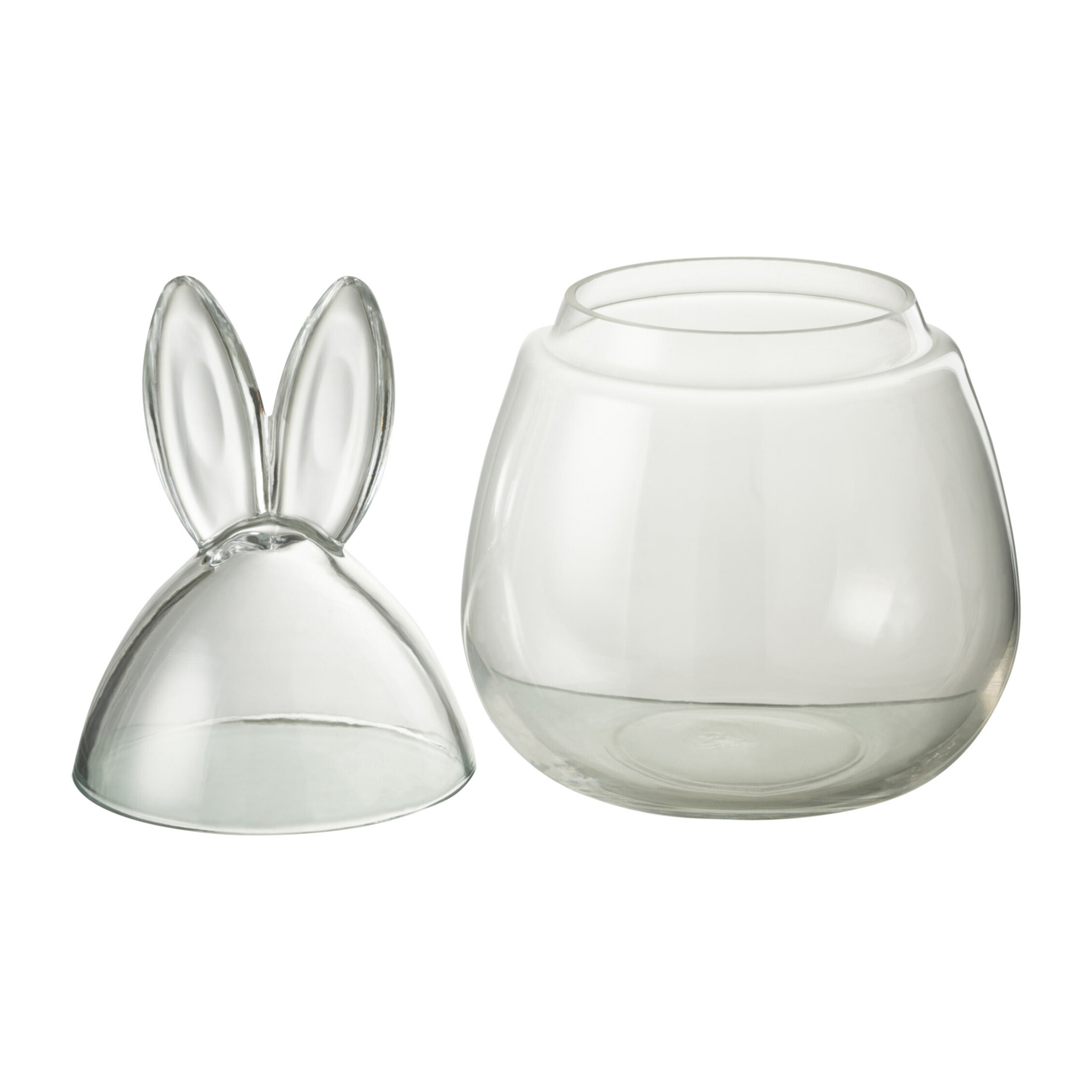 Pot de stockage J-Line Lapin - verre - transparent - petit