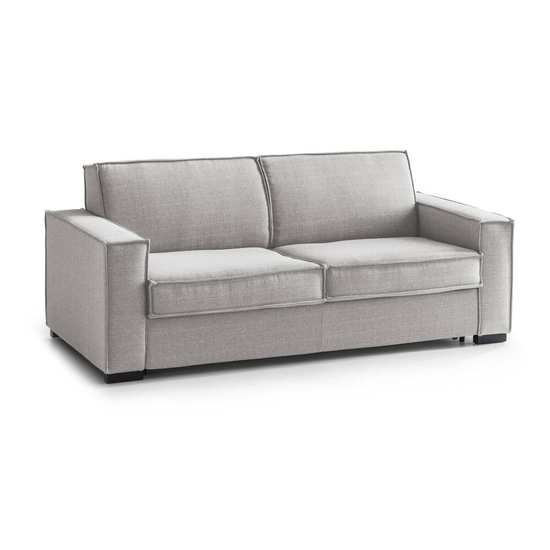 Divano letto 2 posti Alisa, Sofà Soggiorno con apertura girevole, Tessuto imbottito, Braccioli slim, 100% Made in Italy, Cm 180x95h90, Grigio