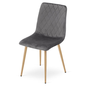 Set di 2 sedie Turin in velluto grigio scuro e gambe effetto legno