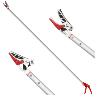 Tijeras de Podar de Jardín 180 cm, Podadora de Árboles de Largo Alcance, con Mango de Aluminio Ligero y Resistente, Cuchilla Metálica, para Poda de Ramas Altas y Recoger Frutas