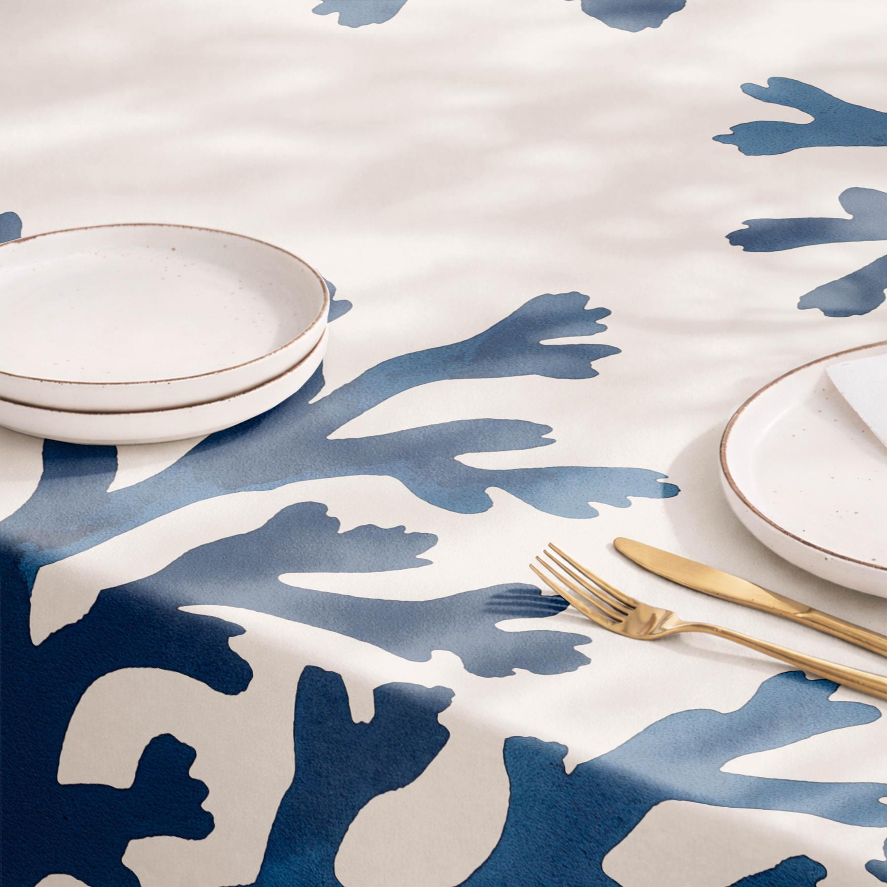 Nappe anti-taches AZURE MARINE - en 100 % coton