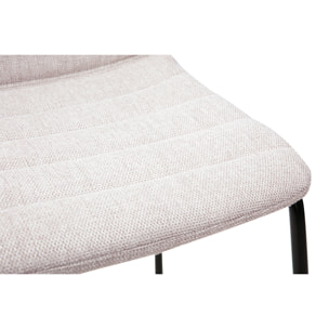 Tabourets de bar en tissu effet velours texturé beige et métal H64 cm (lot de 2) SAURY