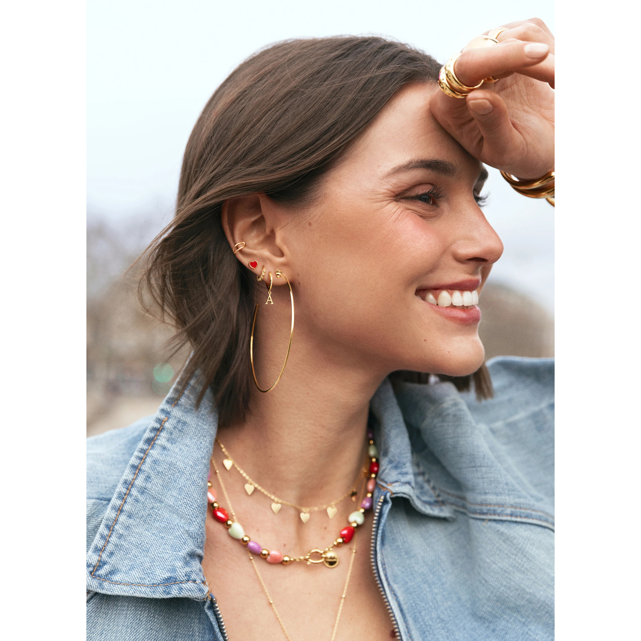 Pendientes Aro Ankara Heart XL Acero Baño Oro