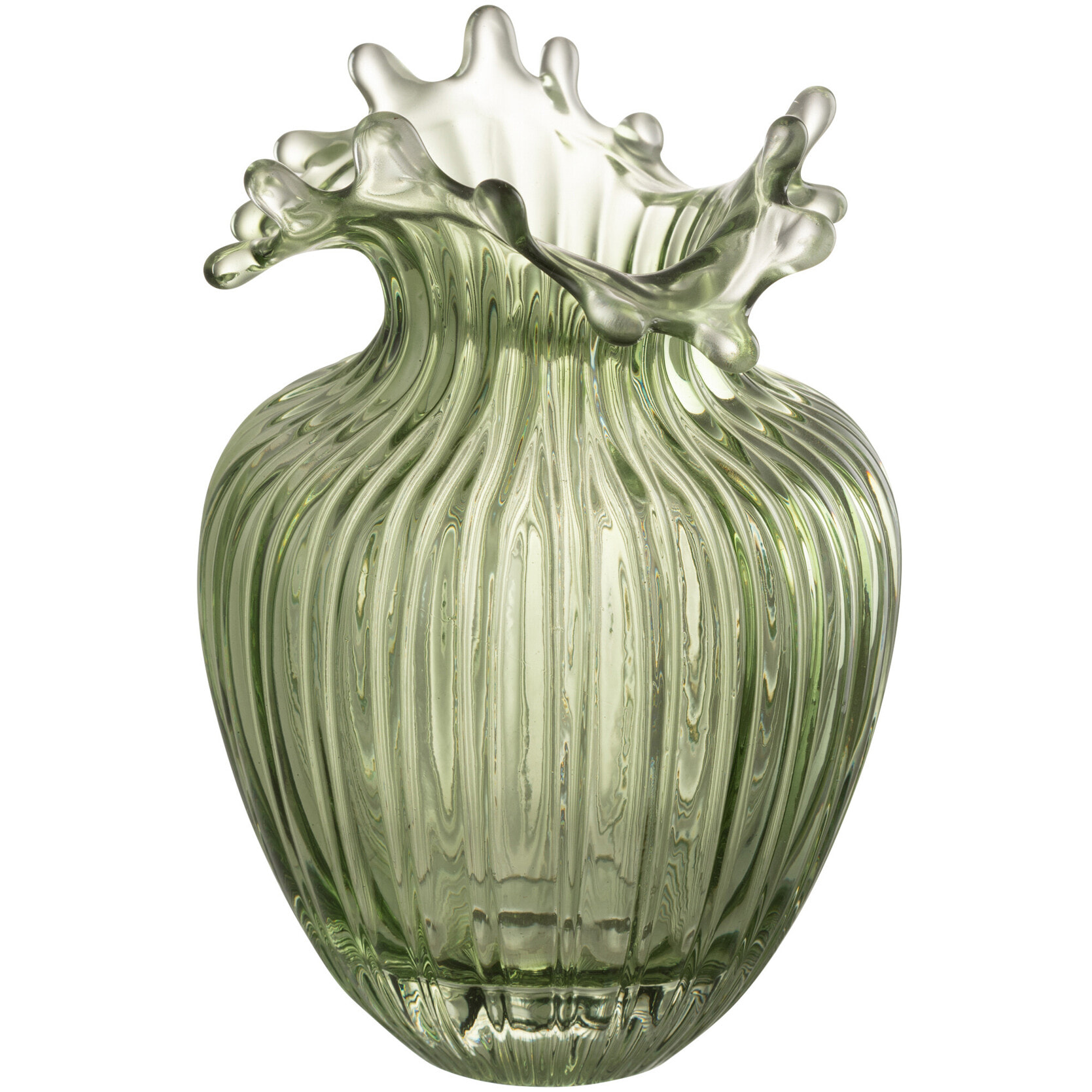 J-Line vase Fleur Lignes - verre - kaki - small