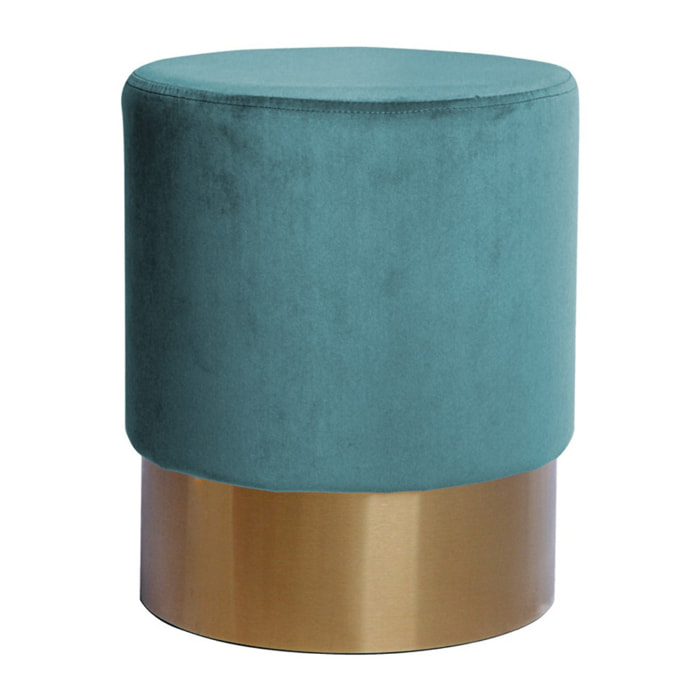 Pouf Nano in Velluto Rosa Antico con Base Oro